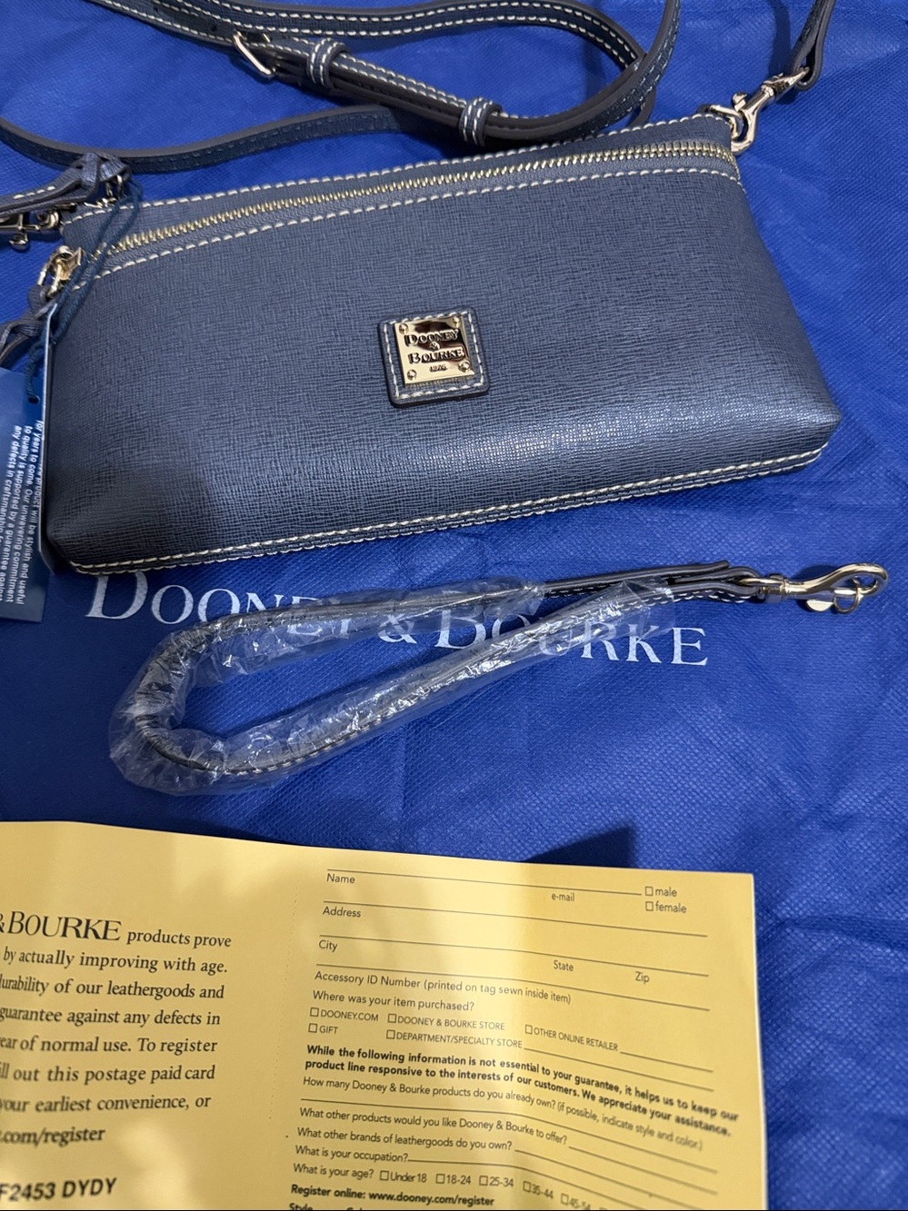 Dooney & Bourke Dark Gray Saffiano Leather Crossbody Wristlet/crossbody